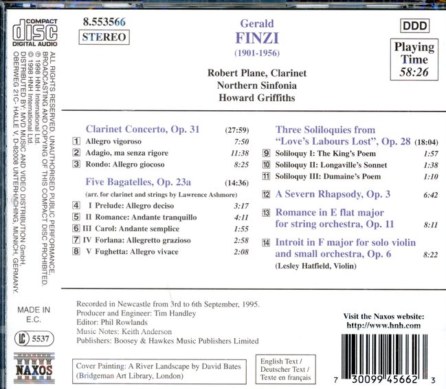 Finzi Concerto > Plane, Robert > 佳佳唱片行