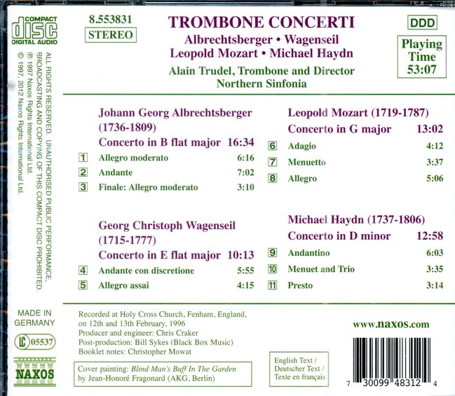 Trombone Concerti (Albrechtsberger, Wagenseil, Leopold Mozart, Michael