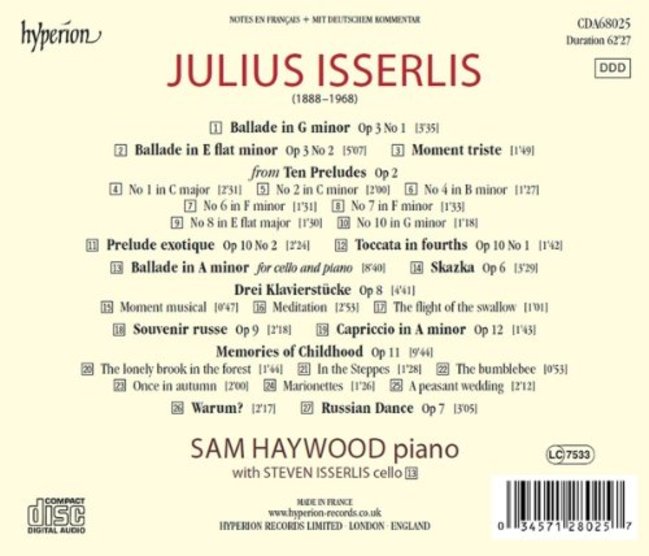 朱利爾斯‧伊瑟利斯 : 鋼琴作品／JULIUS ISSERLIS : PIANO MUSIC／SAM HAYWOOD, STEVEN ...