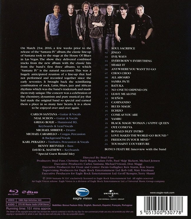  House Of Blues Bluray Santana IV Live At The House Of