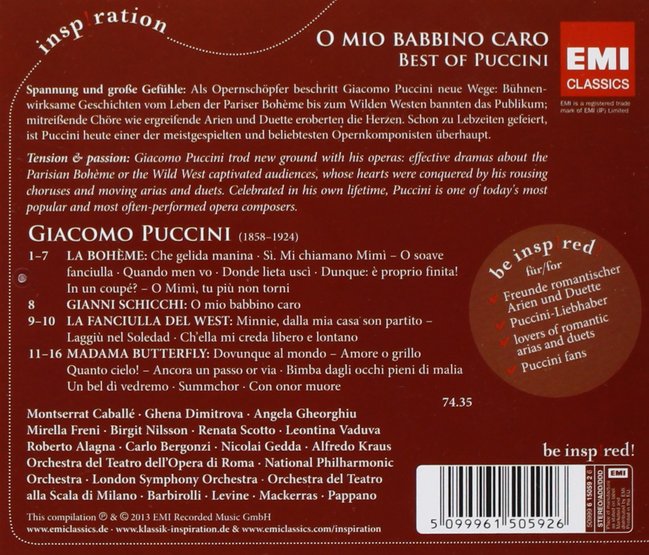 O Mio Babbino Caro Best of Puccini > 眾音樂家／V.A. > 佳佳唱片行